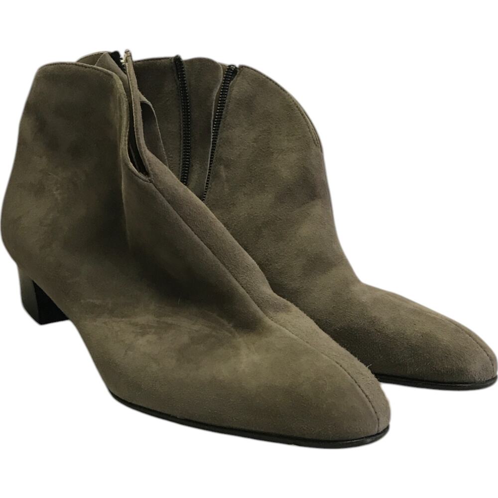 Fatte a Mano Brown Suede Chelsea Ankle Bootie Womens Size 7.5 Block Heel Italy